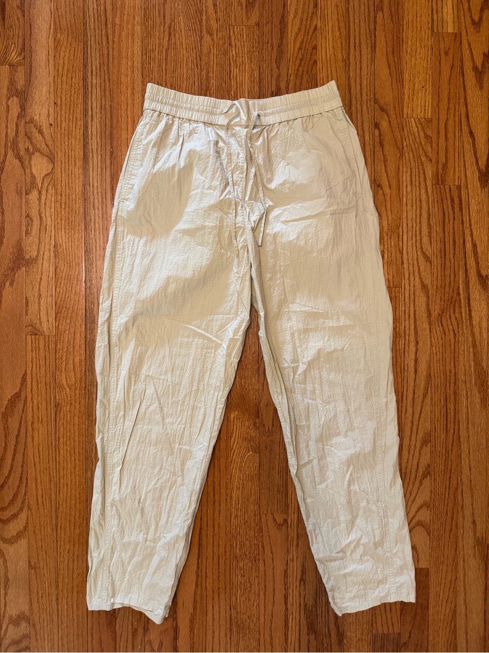 COS cream cotton tapered summer drawstring pants